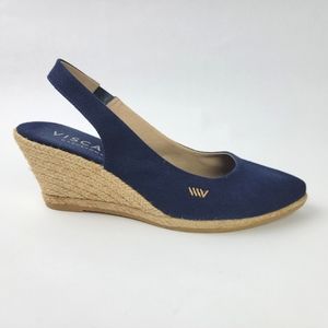 Viscata Women's Size 9 Barcelona Navy Canvas Wedges Closed Toe Sandal